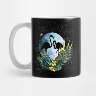 Flamingo shades blue moon and flowers Mug